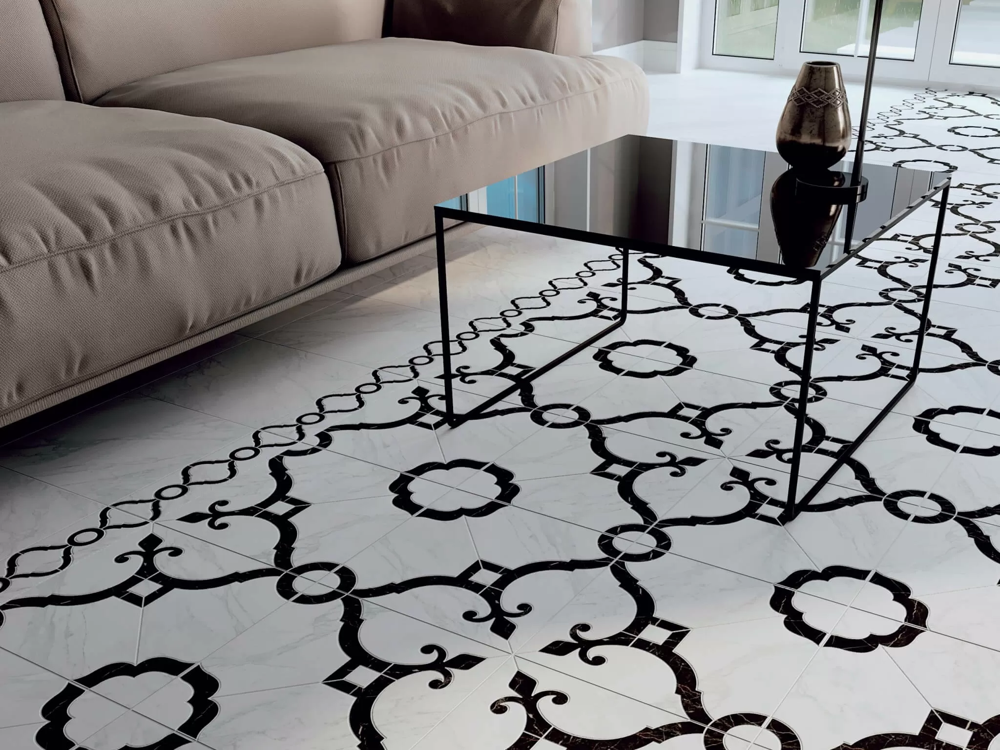 Керамогранит ID93 Фрагонар декор наборный белый 9.9*9.9