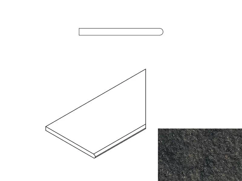 Керамогранит 620090000668 Бортик Рум Блэк закругленный правый Х2 30х60