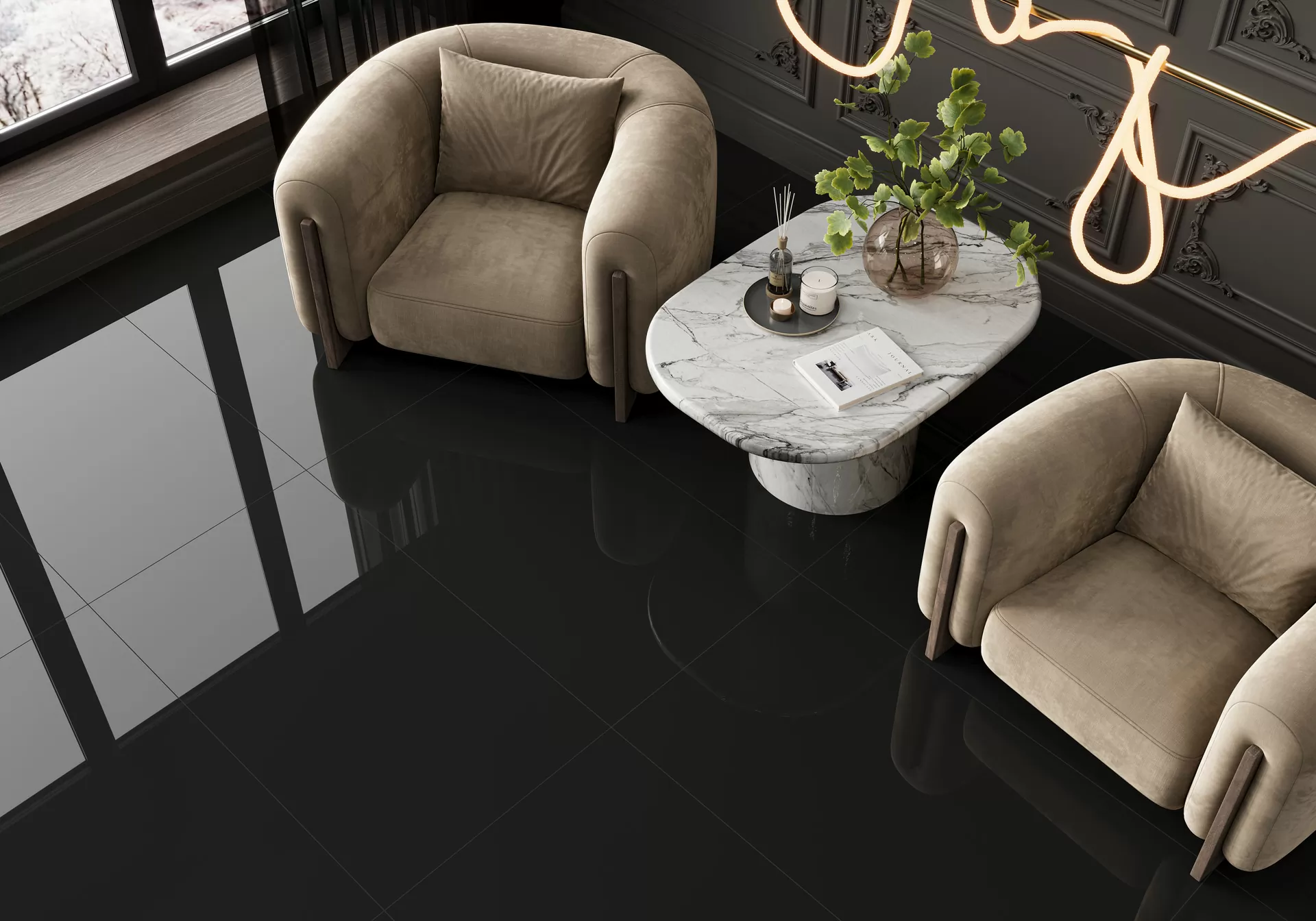 Керамогранит 60120DMS99HG Domines Black суперполированный 600x1200x8