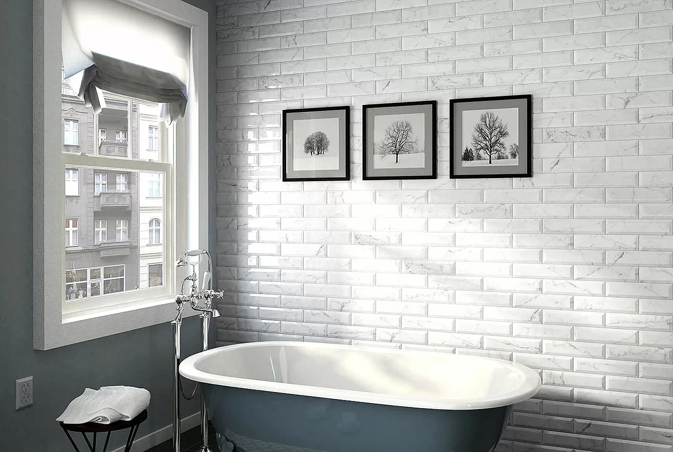 Плитка 23104 Carrara Pencil Bullnose 3x15