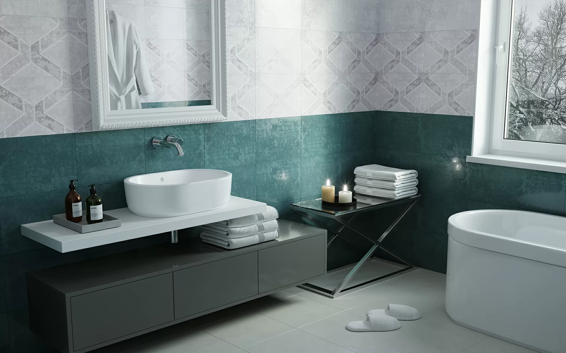Плитка Декор Альберта темная D1 28х40