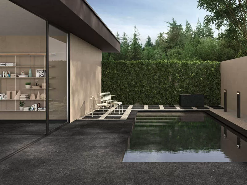 Керамогранит 620090000665 Бортик Рум Блэк правый с выемкой закругленный Х2 30х60