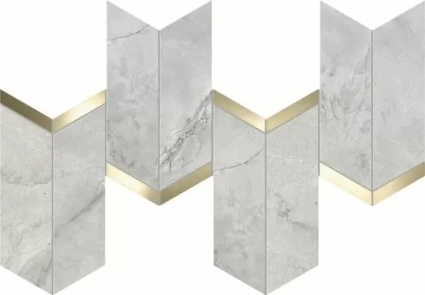 Мозаика AF8Z Marvel Grey Cloud  Mosaico Chevron Lappato 19,2x46,3