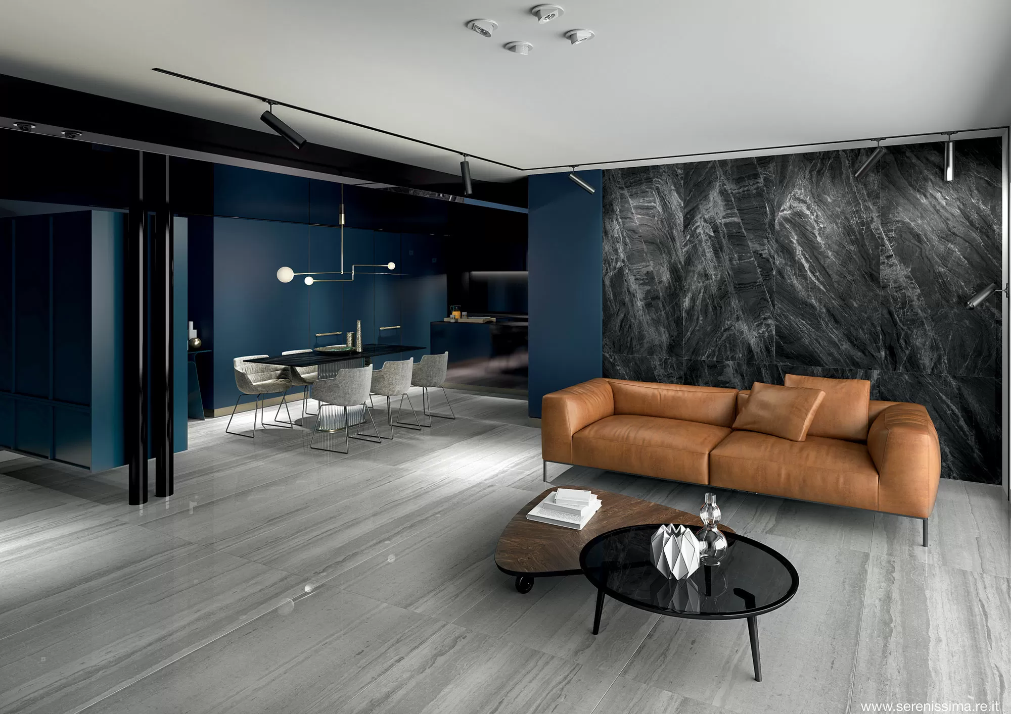Керамогранит 1058940 Gemme Black Mirror Lux Ret 60x120