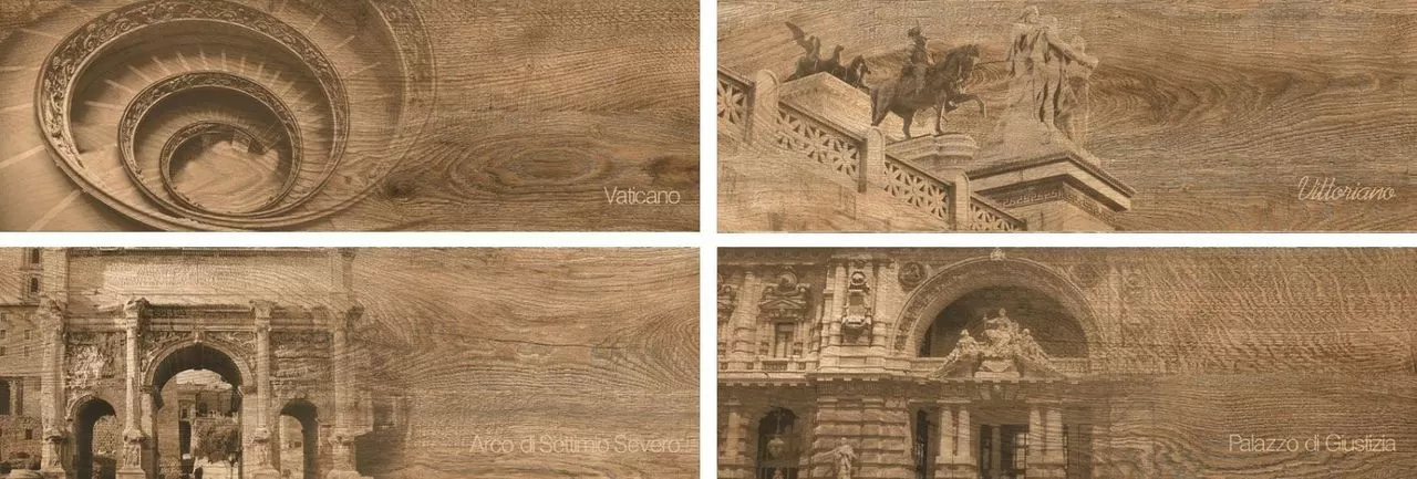 Керамогранит Italian Wood Dark Brown Декор GT-252/d01 20х60 (микс)