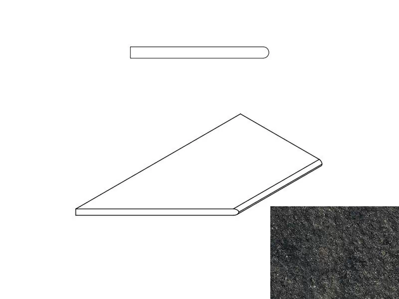 Керамогранит 620090000669 Бортик Рум Блэк закругленный левый Х2 30х60