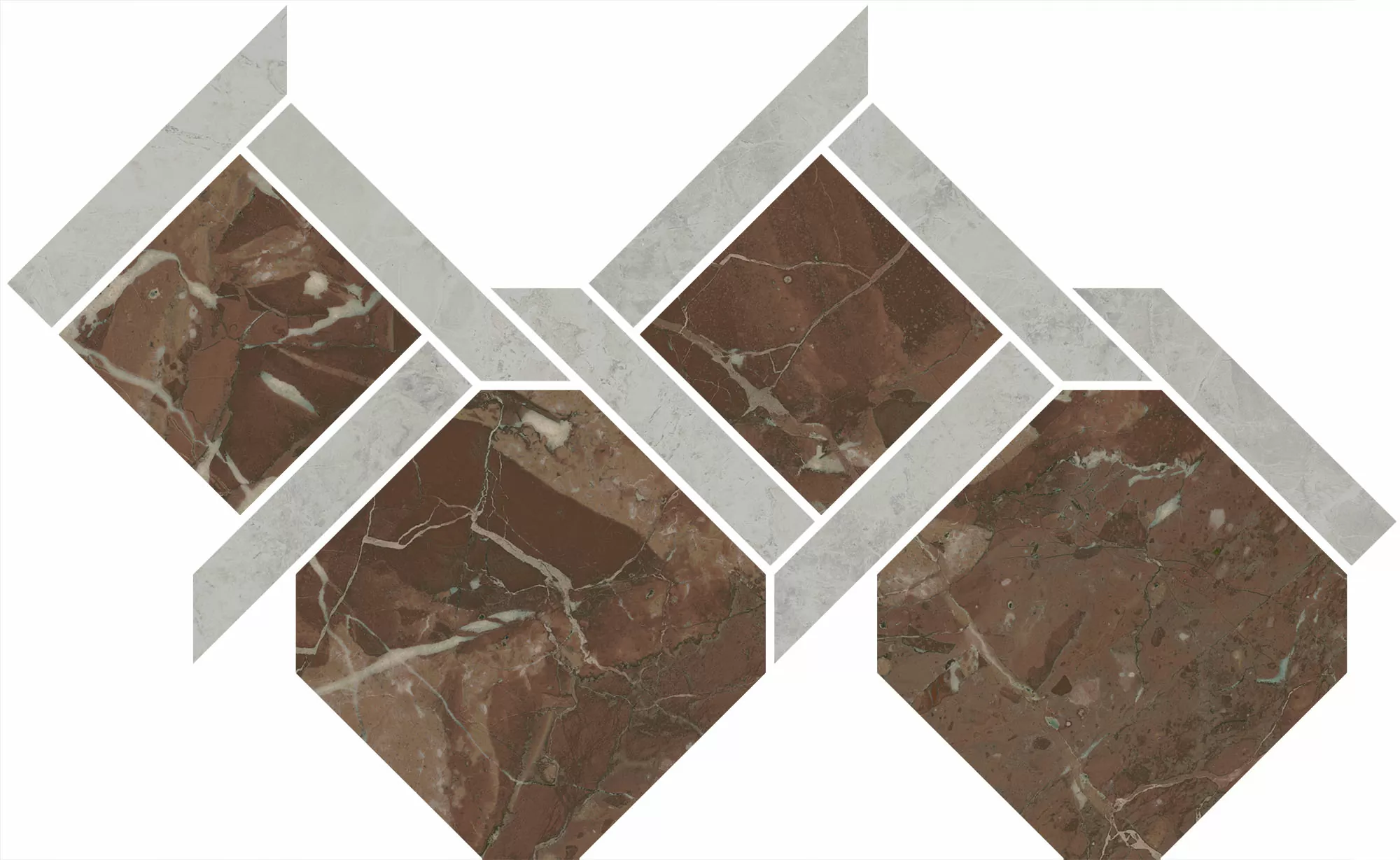 Керамогранит ID165 Декор Риальто 1 наборный лаппатированный 48x29,5x0,9