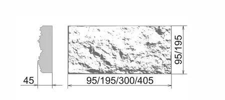 Искусственный камень Нарва 048 Плоскость 95-195-300-405х95-195х45