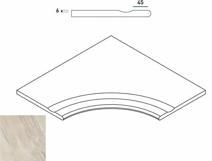 Керамогранит 620090000196 WHITE BORDO SVASATO ANGOLARE ROUND 30 60x60