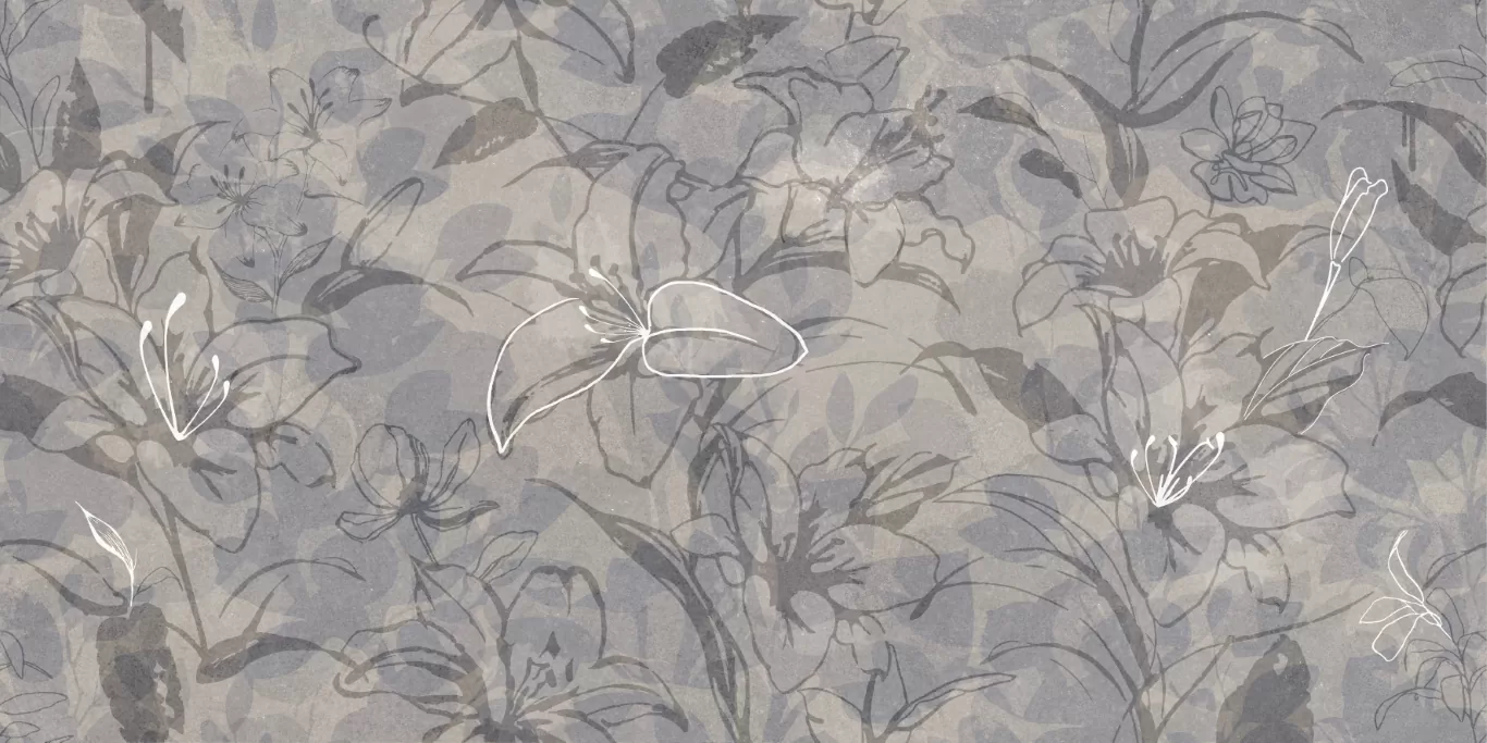 Керамогранит 17551 Floresta цветы синий ректификат 60x120