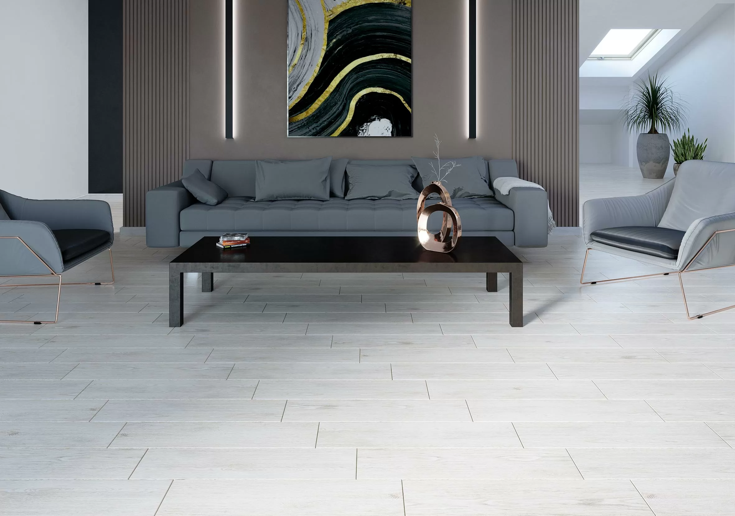 Керамогранит Oak тёмно-коричневый 15х60