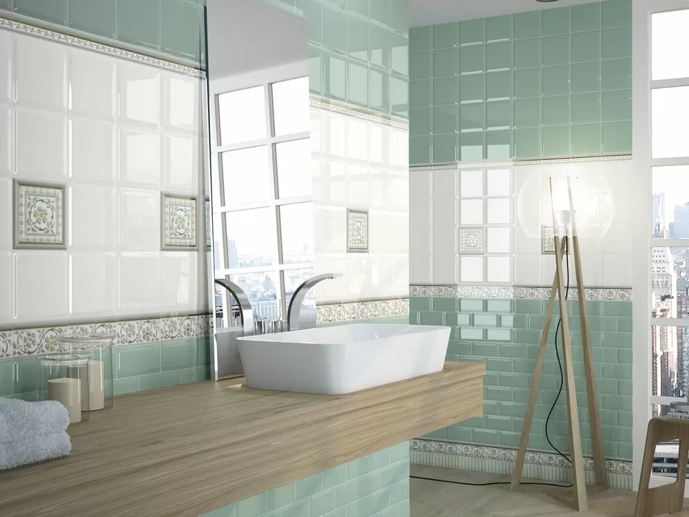 Плитка Orleans Moldura Tarragone Gold Aqua Marine 4*15