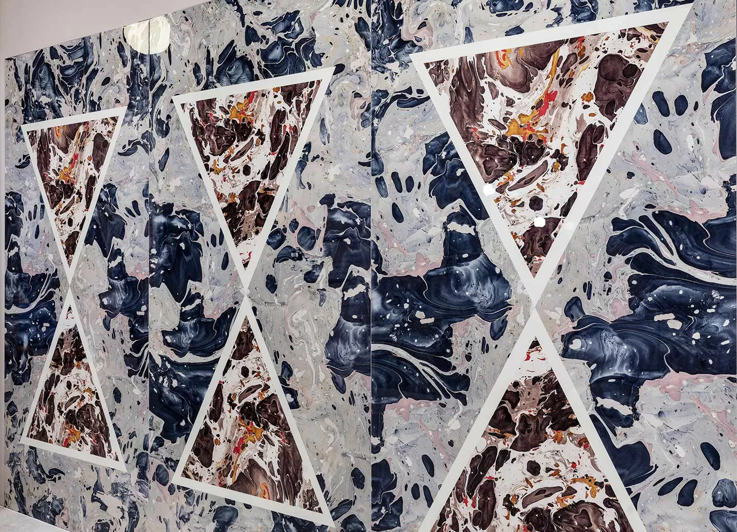 Керамогранит 763514 Araldica Triangoli Blu Lucida R 6mm 120x240