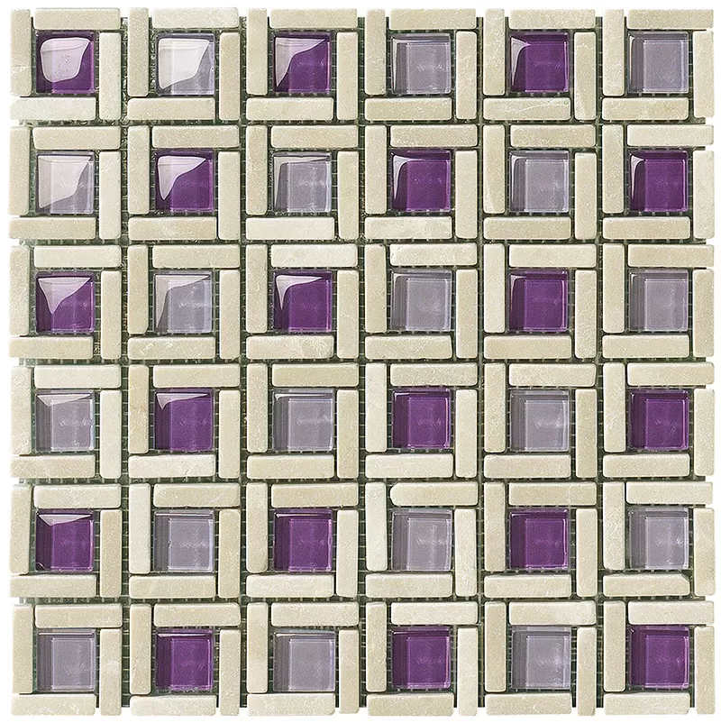 Мозаика DAO-08 стекло + камень (2.3х2.3, 3.5х0.8) 30х30