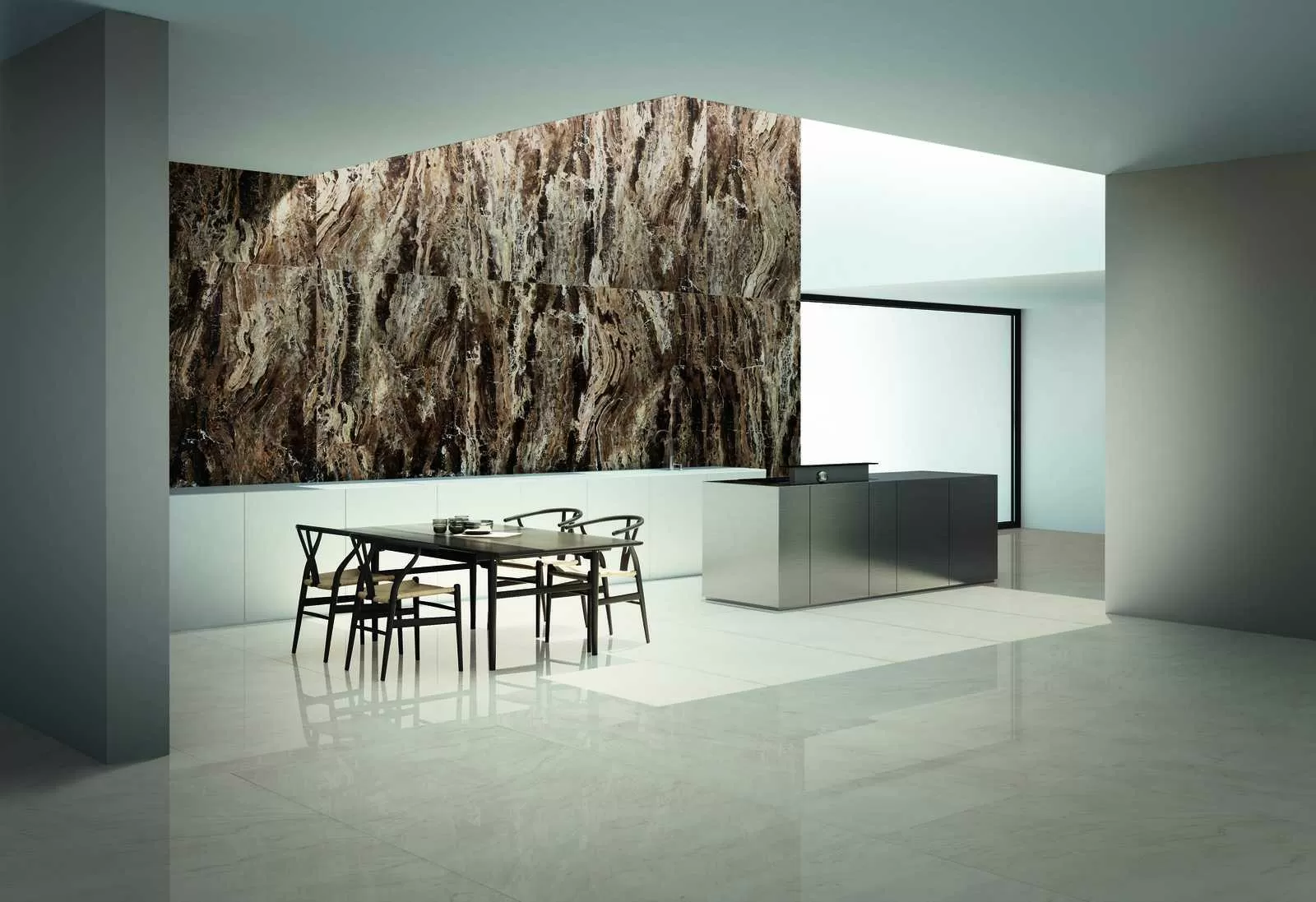 Керамогранит M0ZE Grande Marble Look Elegant Black Lux 12mm 162х324