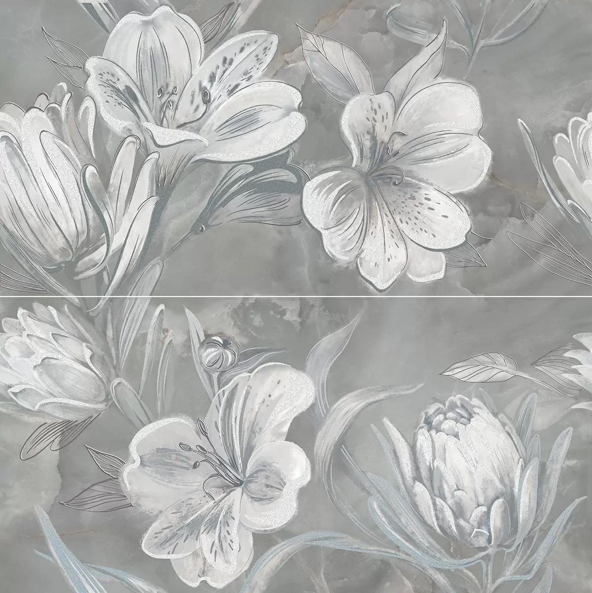 Плитка 588912003 Панно Opale Grey Flower 63x63