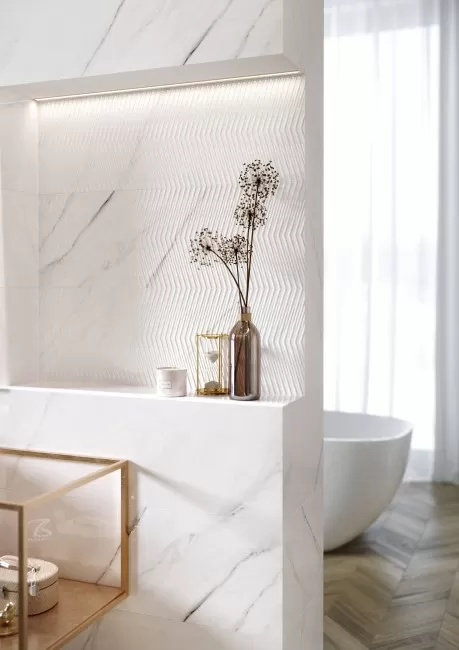 Керамогранит O-CCH-GGA393 Carrara Chic шеврон A светло-коричневый 22,1x89