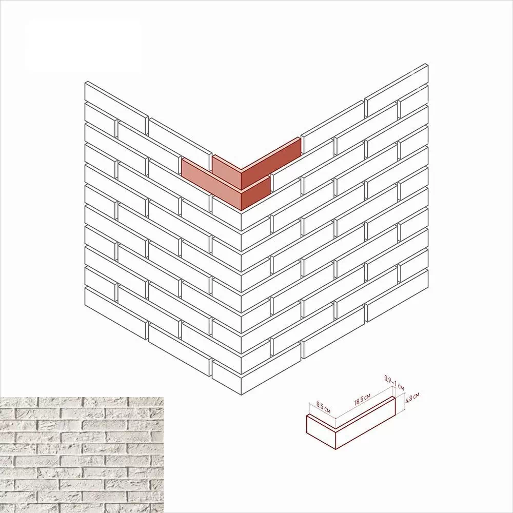 Искусственный камень 385-05 Дерри брик угол 18,5х8,5x4,8