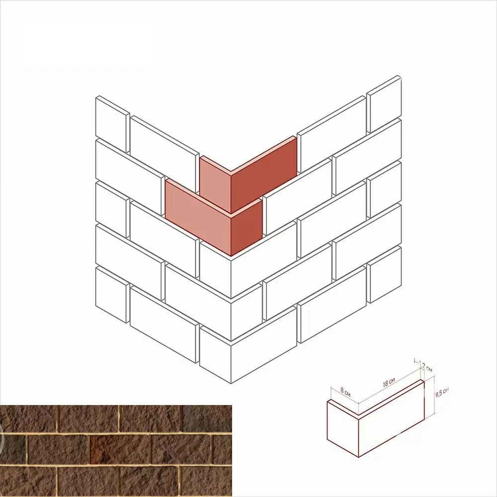 Искусственный камень 447-45 Торре Бьянка угол 8x18x9.5