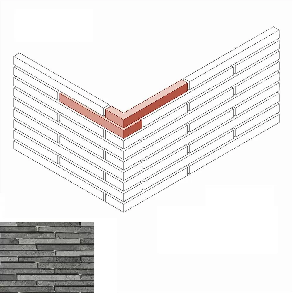 Искусственный камень 698-88 Бран брик 3D Design угол 6,7-7,5/32,5-33,5 (7/33) x 4 x 5