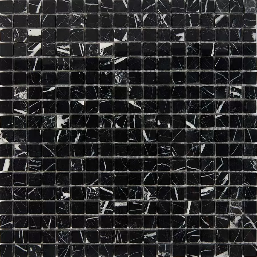 Мозаика PIX250 Black majesty из мрамора полированная 15x15 305х305x4