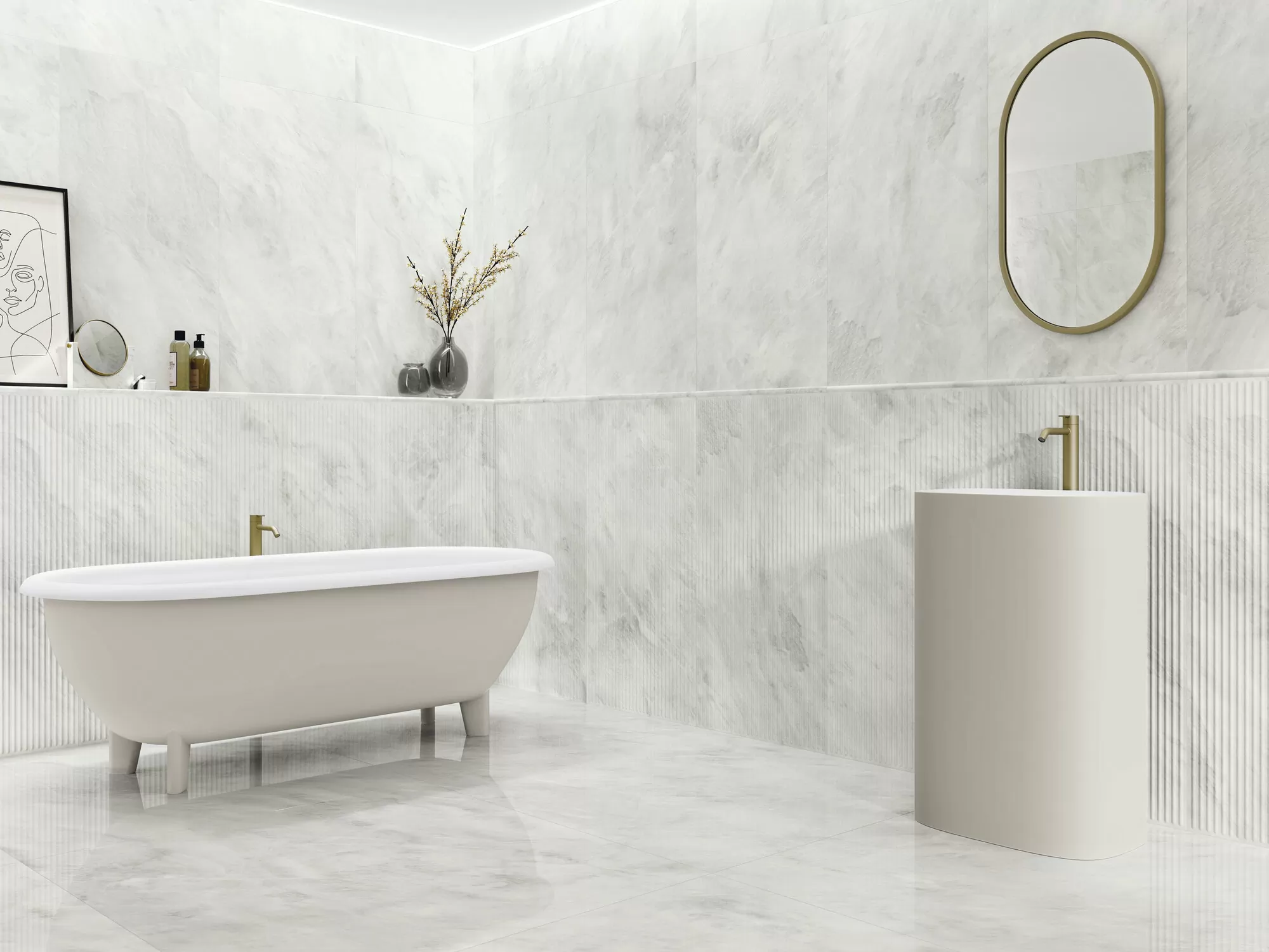 Плитка A040558 Moldura Alexandria White Matt 2x60