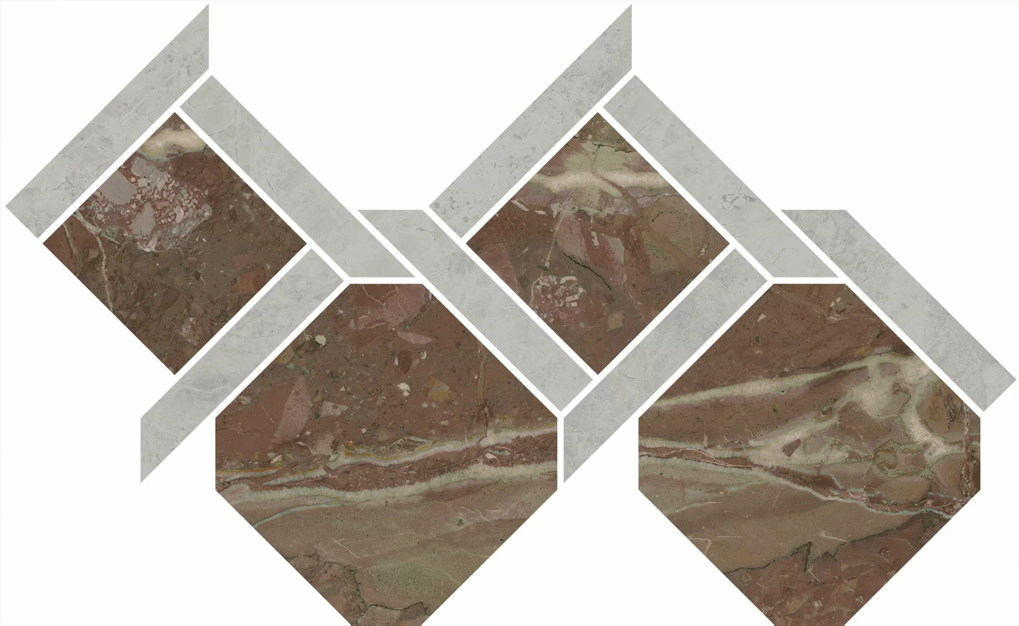 Керамогранит ID165 Декор Риальто 1 наборный лаппатированный 48x29,5x0,9