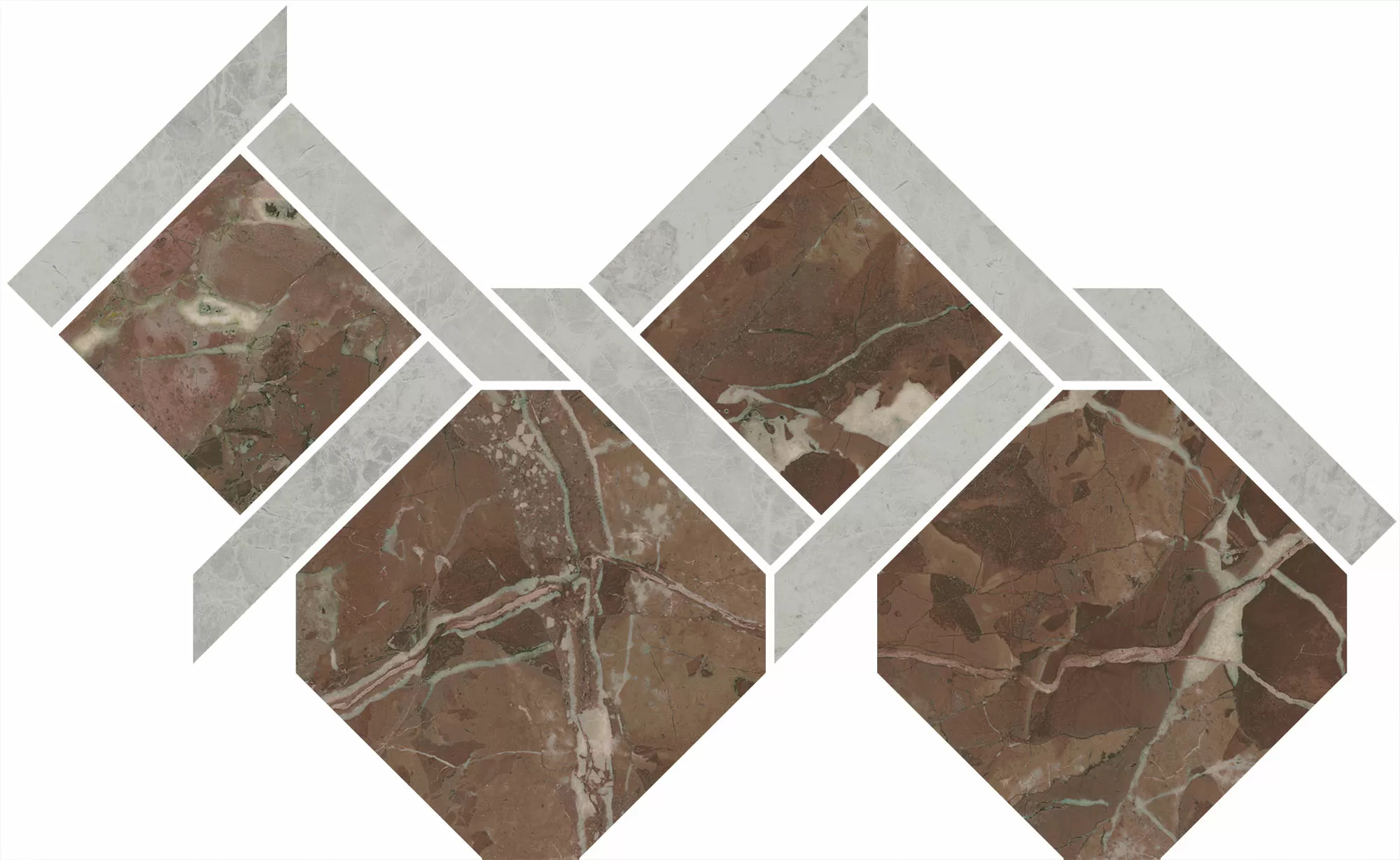 Керамогранит ID165 Декор Риальто 1 наборный лаппатированный 48x29,5x0,9