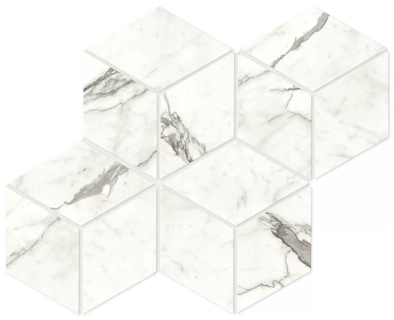 Мозаика A419 Marvel Statuario Supremo Mosaico Esagono Matt 30x35
