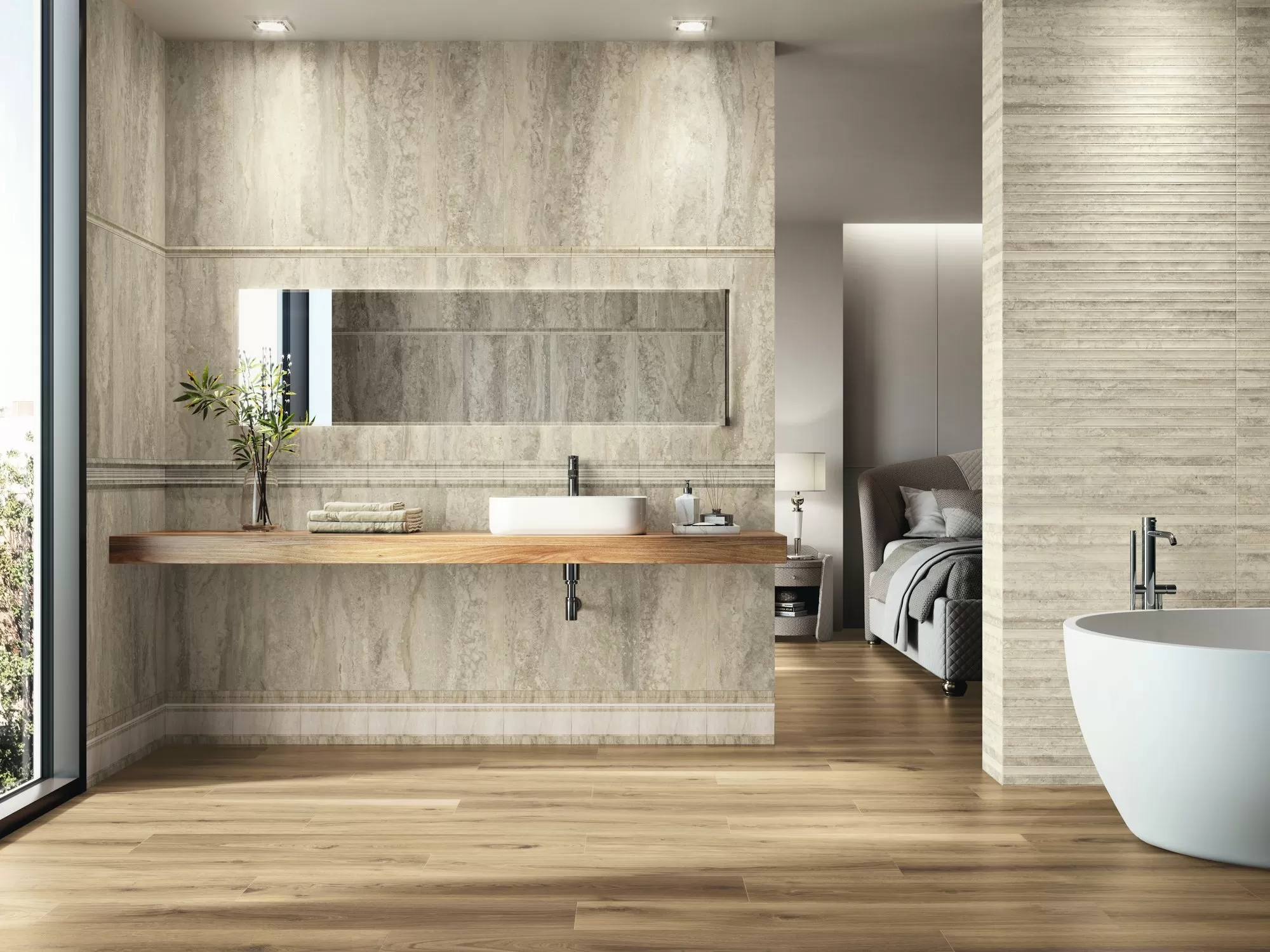 Плитка A036493 Moldura Travertino Matt Brescia 5x25