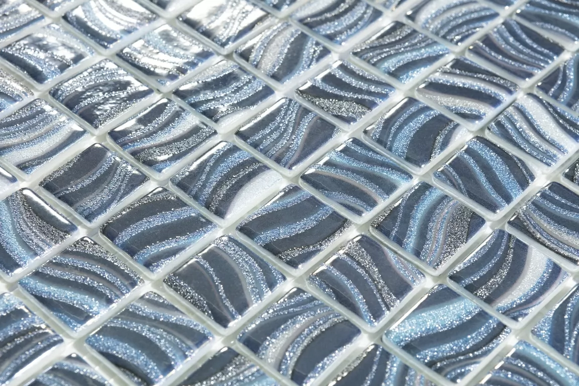 Мозаика Glitter Blue 7800 (на сетке) 25x25 31,7x31,7