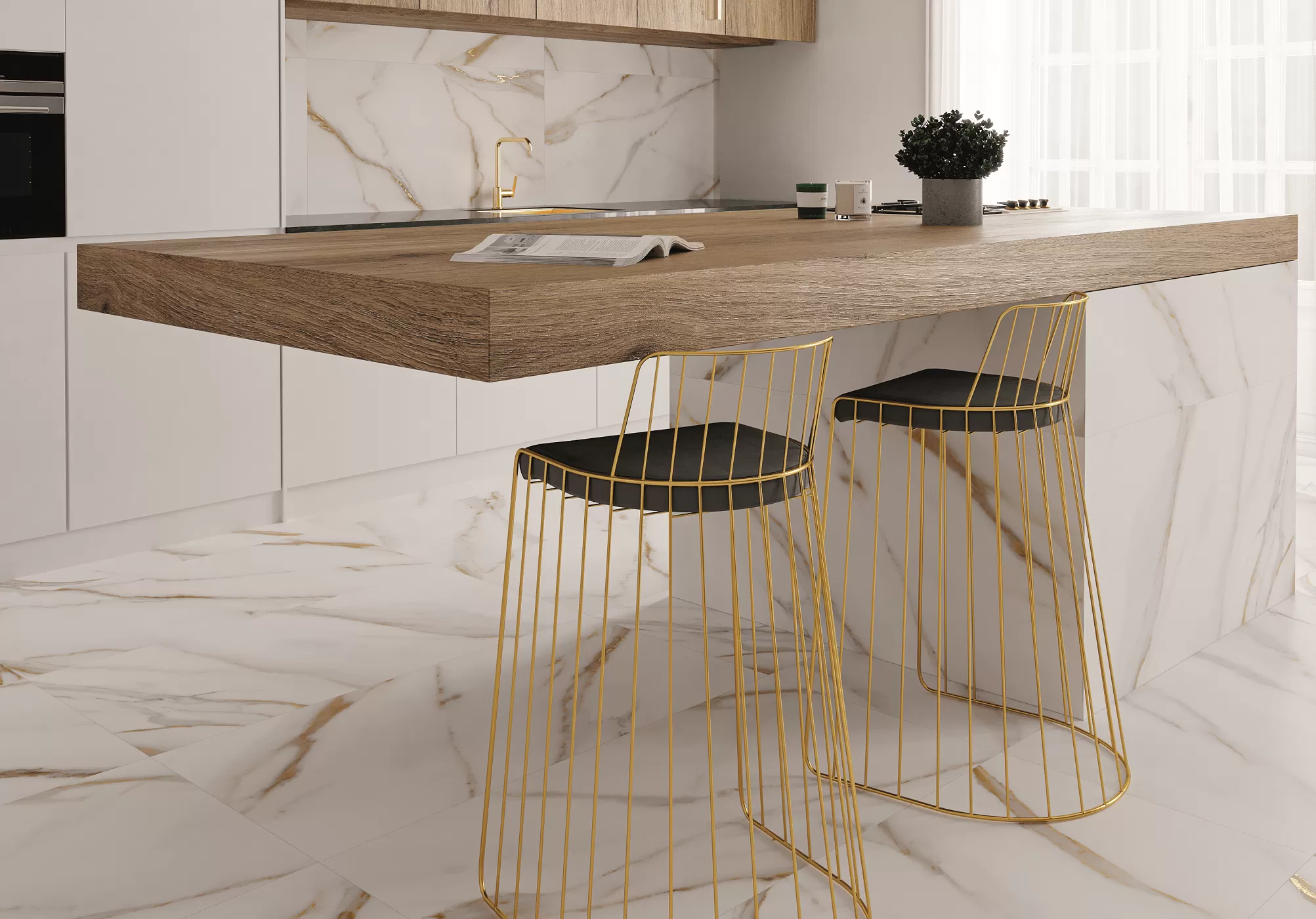 Мозаика Mosaico Calacatta Gold 30x30
