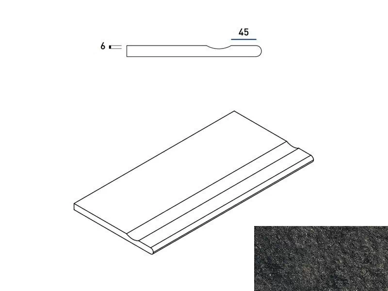 Керамогранит 620090000664 Бортик Рум Блэк с выемкой закругленный Х2 30х60
