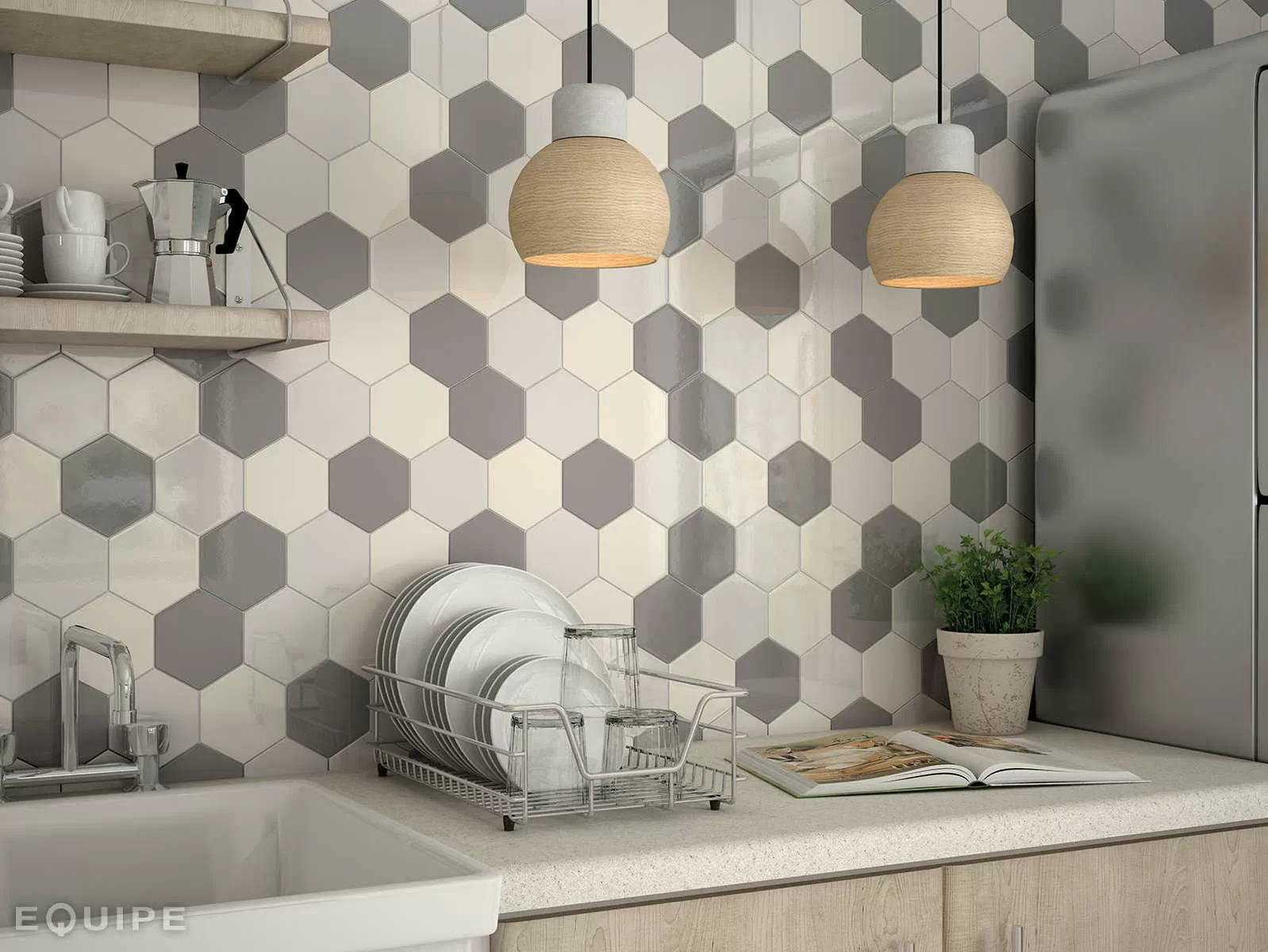 Плитка 21912 HEXAGON SCALE Wall Light Grey 10,7x12,4