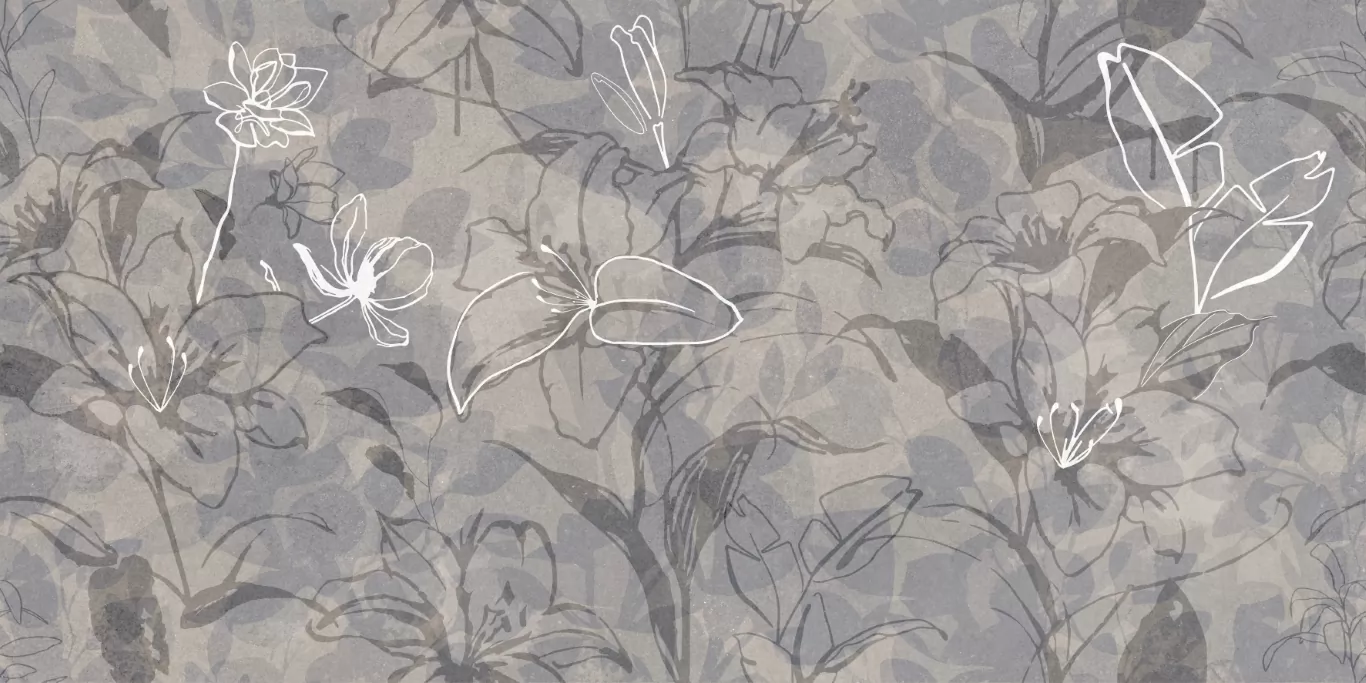 Керамогранит 17551 Floresta цветы синий ректификат 60x120