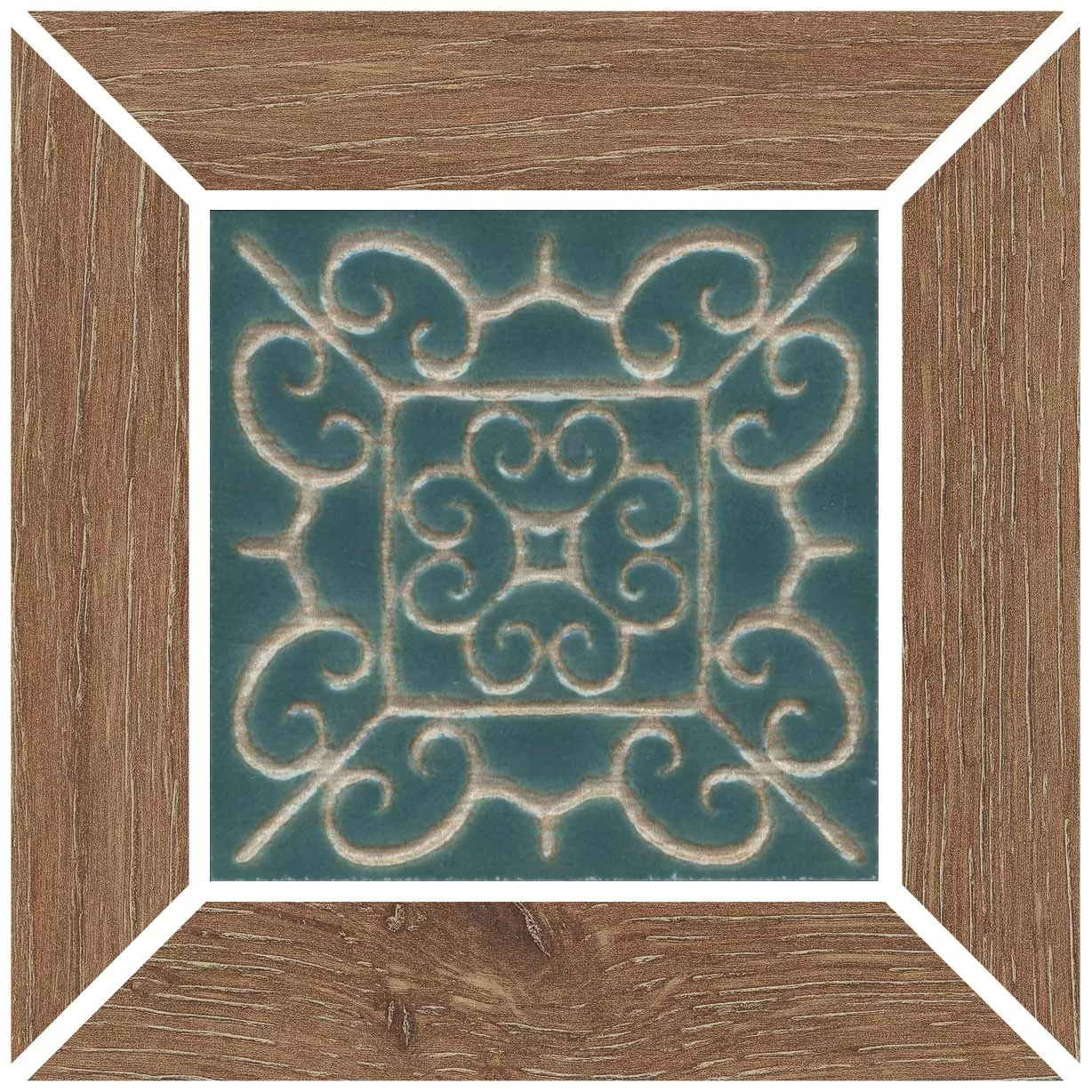 Керамогранит ID155 Вставка Тровазо наборный бежевый тёмный матовый 13x13x0,9