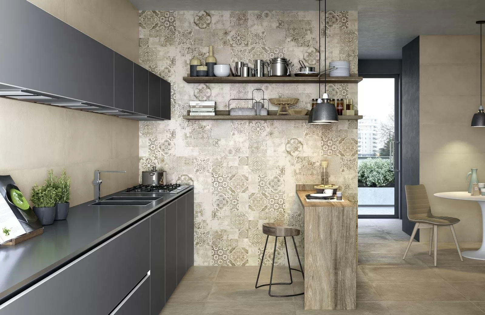 Плитка R6MK Terracruda Piombo Struttura Verso 3D Rett. 40x120