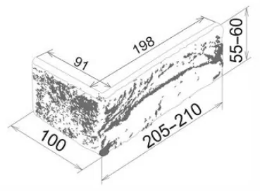 Искусственный камень Бруклин 192 Угол 205-210х100х55-60х15