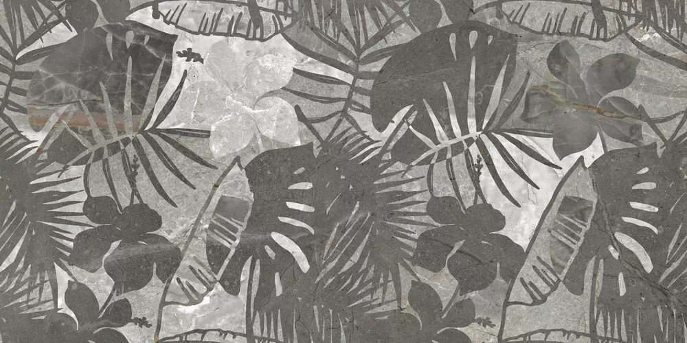 Керамогранит 16531 Wonderstone листья серый 297х598