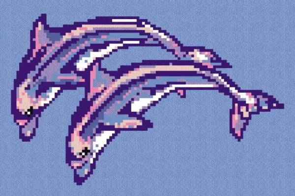 Мозаика Панно PAREJA DELFINES 2850x1900 (на сетке)