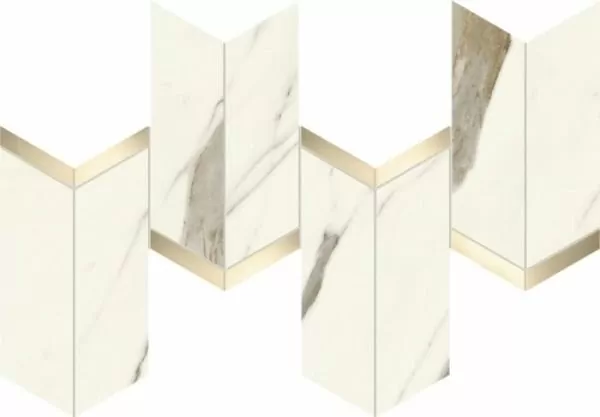 Мозаика AF8X Marvel Calacatta Sublime Mosaico Chevron Lappato 19,2x46,3