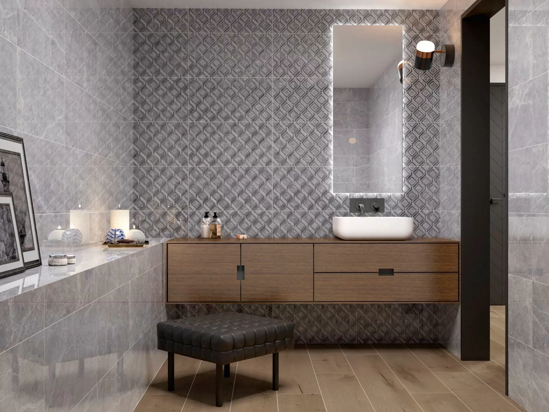 Керамогранит Es.Oldmanor Dark Matt Rect. 90x90