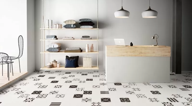 Керамогранит Patchwork black&white White 20x20