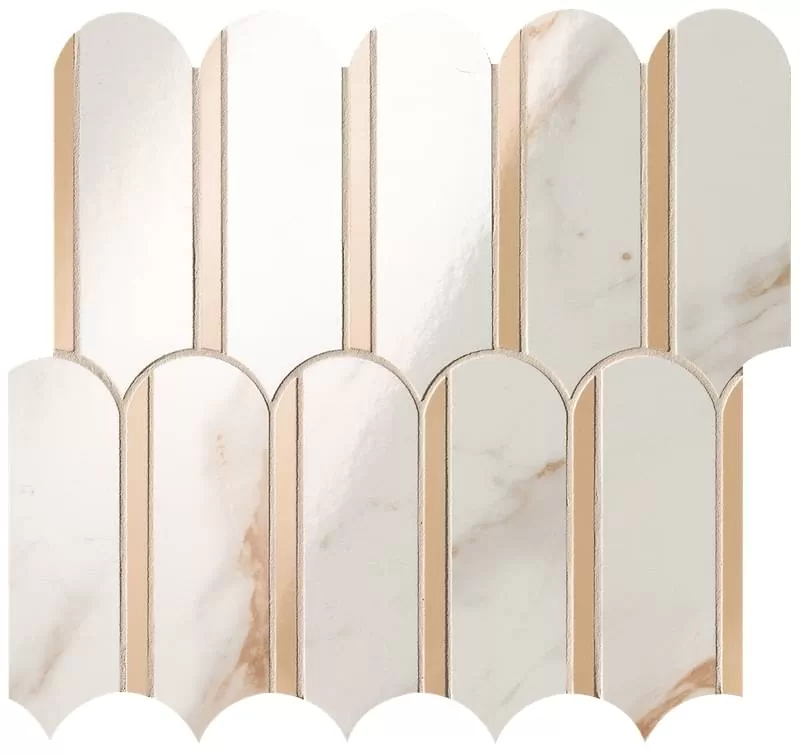Мозаика fQKO Calacatta Oro Onice Miele Archs Mosaico 28.2x31