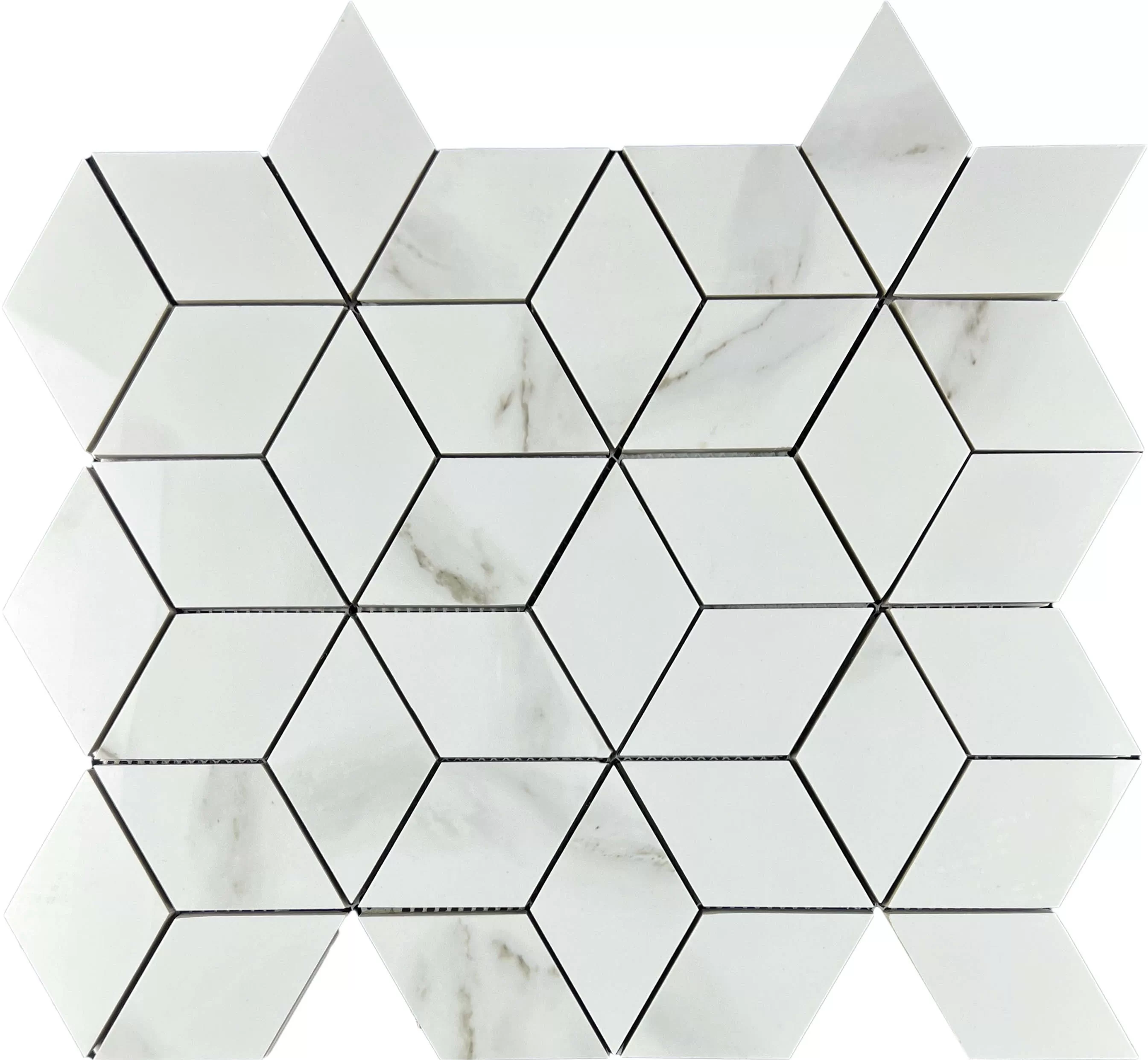 Мозаика Mosaic Statuario Eva 3d diamond 37.1x34.7