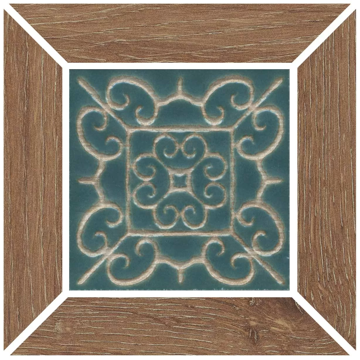 Керамогранит ID155 Вставка Тровазо наборный бежевый тёмный матовый 13x13x0,9