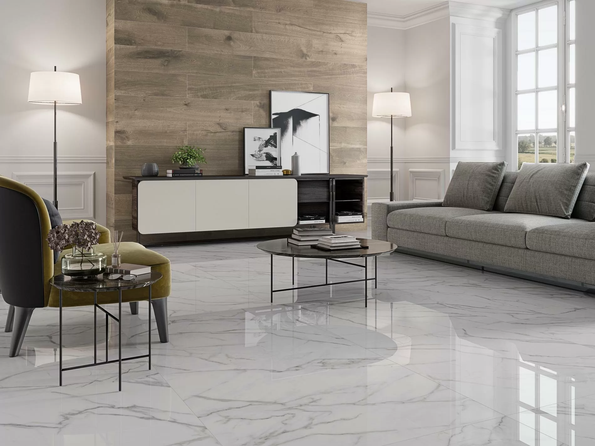 Керамогранит Es.Oldmanor Dark Matt Rect. 90x90