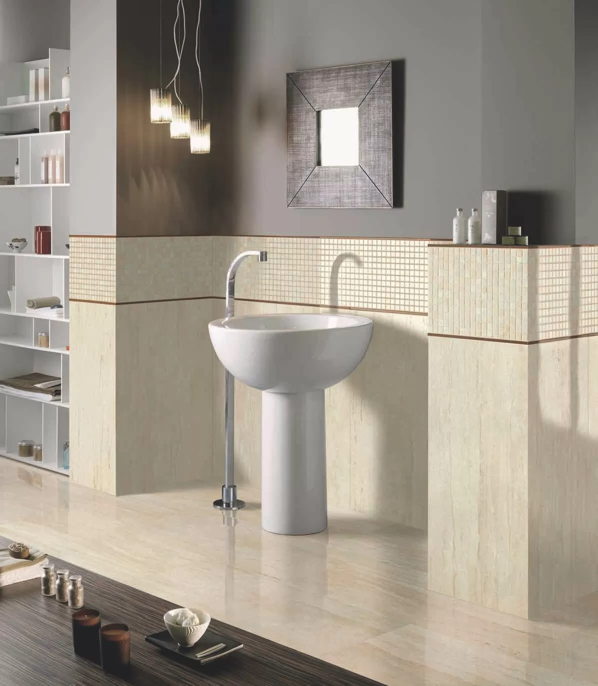 Мозаика 1036696 Travertini Mix Beige-Crema Lapp Rett 30x30