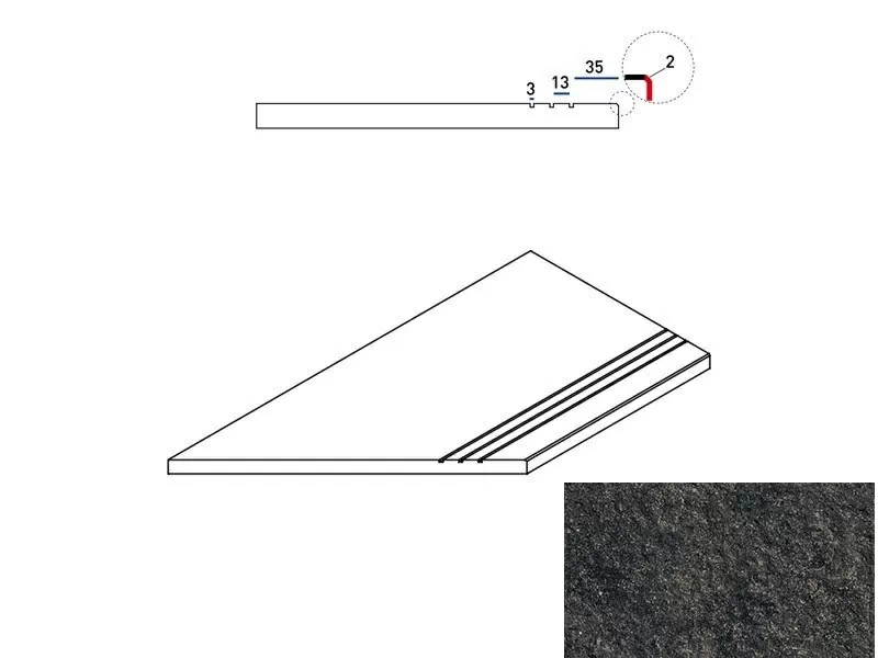 Керамогранит 620090000681 Бортик Рум Блэк левый грип Х2 30х60