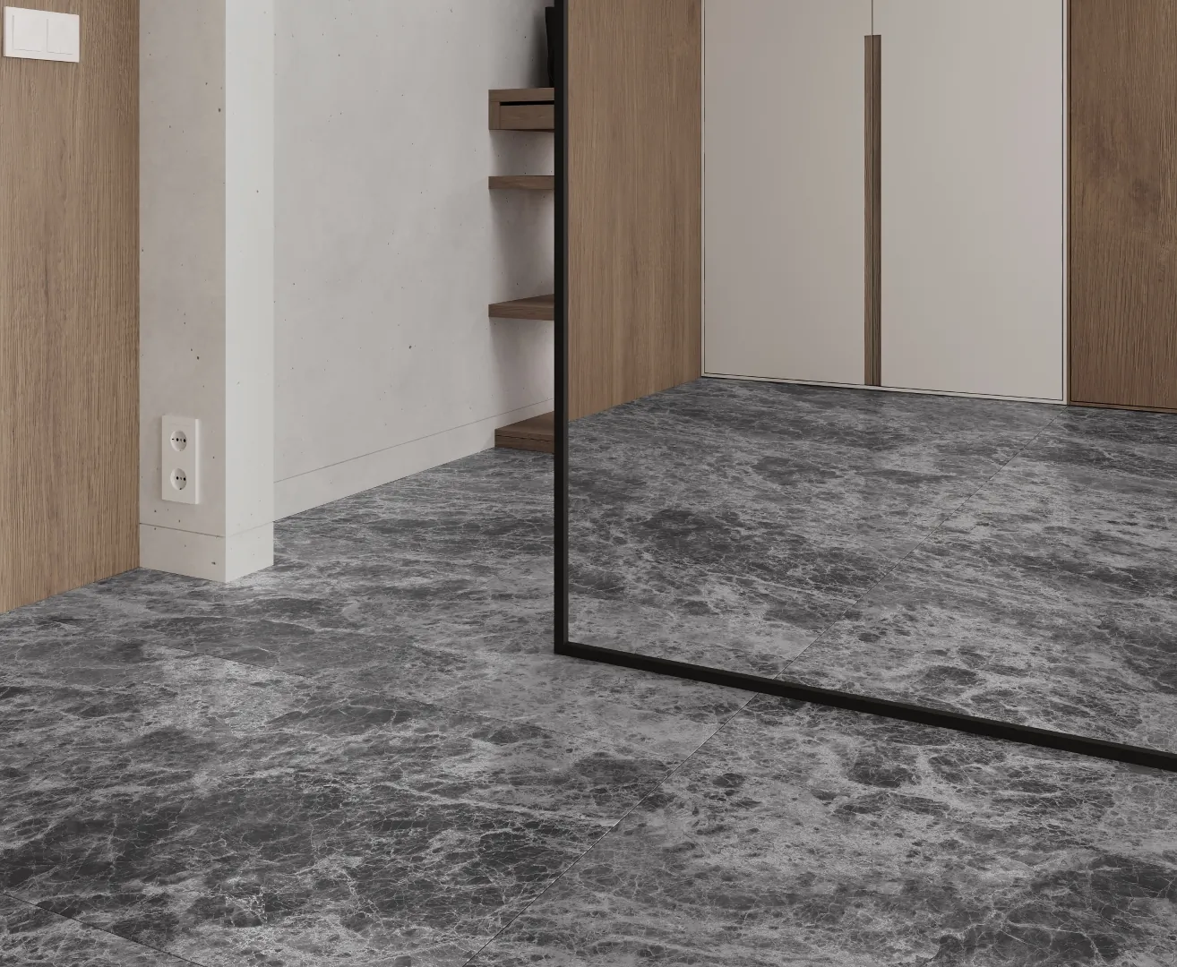 Керамогранит LP6012G0111R Bohemian Ash тёмно-серый матовый карвинг 59,5х119,1